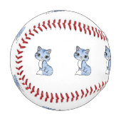 Balle De Baseball Bande dessinée mignonne de chat bleu (Devant Gauche)
