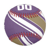 Balle De Baseball Bandes de jersey pourpre et or Numéro de nom perso (Devant)
