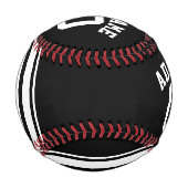 Balle De Baseball Bandes noires et blanches - Nom et numéro personna (Dos)
