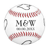 Balle De Baseball Base-ball monogramme personnalisé pour le mariage  (Dos)