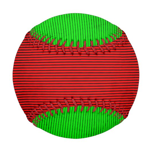 Balle De Baseball Baseball À Rayures Rouge Et Verte (Devant)