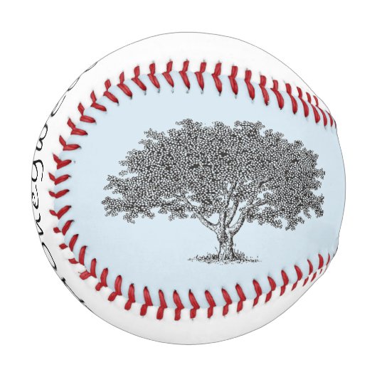 Balle De Baseball Baseball - Chênes avec nom (Devant Gauche)