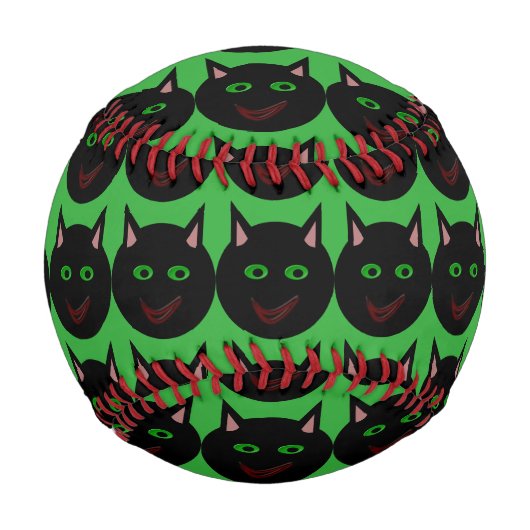 Balle De Baseball Baseball de chat noir d'Halloween (Devant)