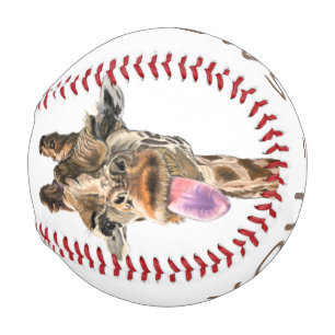Balle De Baseball Baseball drôle avec Giraffe Joueuse - Texte person