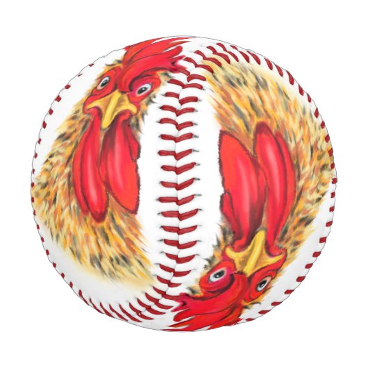 Balle De Baseball Baseball drôle avec surprenant Curious Rooster (Angle)