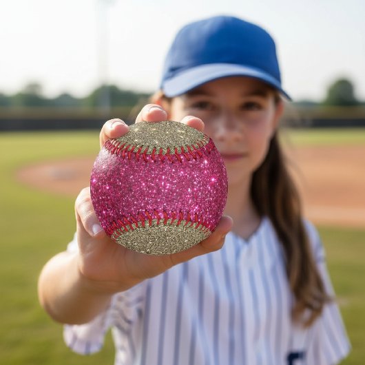 Balle De Baseball Baseball Fille Pailleté Rose et Or