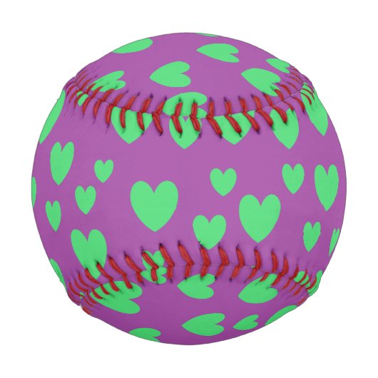 Balle De Baseball Baseball Green Hearts (Devant)