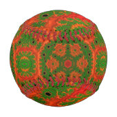 Balle De Baseball Baseball Kaleidoscope orange et vert (Dos)