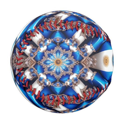 Balle De Baseball Baseball patriotique avec couleurs argentines (Devant Gauche)