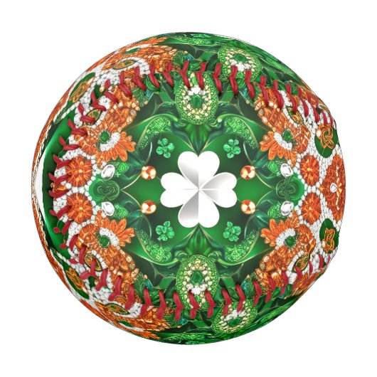 Balle De Baseball Baseball patriotique avec couleurs irlandaises (Devant Gauche)