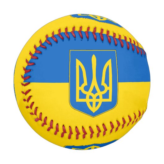 Balle De Baseball Baseball patriotique avec drapeau de l'Ukraine (Devant Gauche)