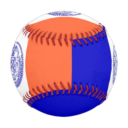 Balle De Baseball Baseball patriotique avec drapeau de New York City (Devant)