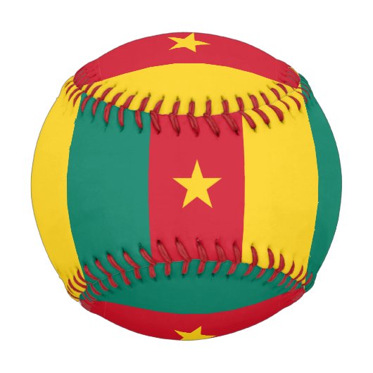 Balle De Baseball Baseball patriotique avec drapeau du Cameroun (Devant)