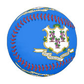 Balle De Baseball Baseball patriotique avec drapeau du Connecticut, (Devant Gauche)