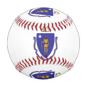 Balle De Baseball Baseball patriotique avec drapeau du Massachusetts (Devant)
