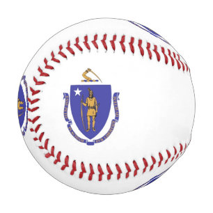 Balle De Baseball Baseball patriotique avec drapeau du Massachusetts