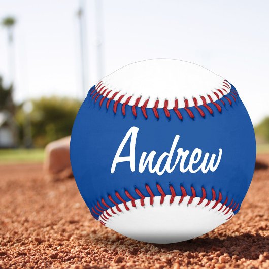 Balle De Baseball Baseball personnalisé avec nom bleu et blanc
