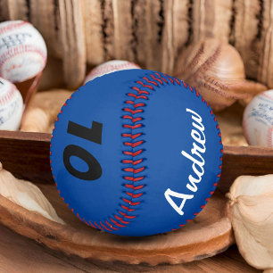 Balle De Baseball Baseball personnalisé avec nom et numéro bleu