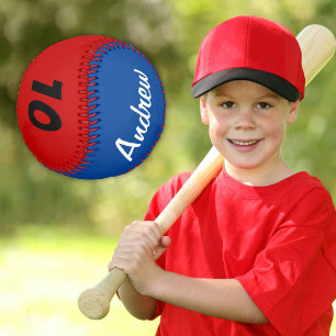 Balle De Baseball Baseball personnalisé avec nom numéro bleu rouge