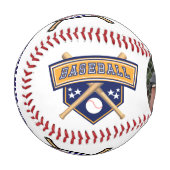 Balle De Baseball Baseball personnalisé avec photo - bleu foncé (Devant Gauche)