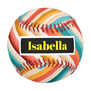 Balle De Baseball Baseball rétro rayé personnalisé Coloré