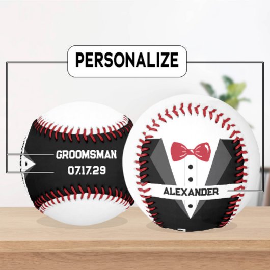 Balle De Baseball Baseball sur mesure pour garçon d'honneur – Texte