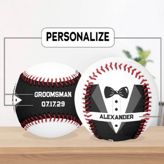 Balle De Baseball Baseball sur mesure pour garçon d'honneur – Texte