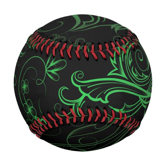Balle De Baseball Baseball vert floral (Dos)