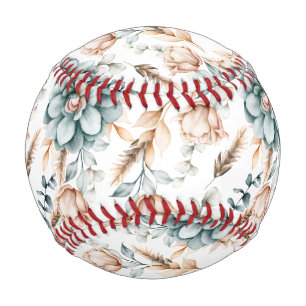 Balle De Baseball Belle motif sans couture fleurie avec vintage