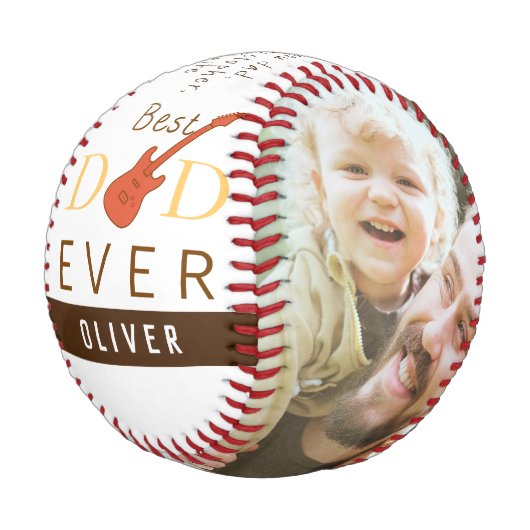 Balle De Baseball Best Dad Ever 2 Photos Script Fête des pères moder (Angle)