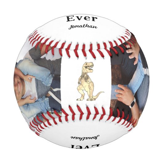 Balle De Baseball Best Dino Dad Ever Personalized Photos (Devant)