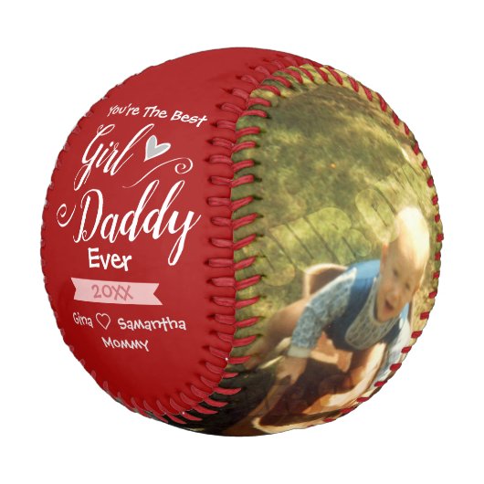 Balle De Baseball Best Girl Daddy Two Photo Baseball (Angle)
