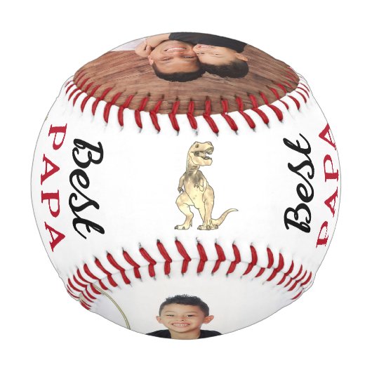 Balle De Baseball Best Papa Saurus Ever Personalized Photos (Dos)