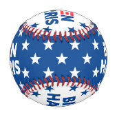 Balle De Baseball Biden / Harris Stars Motif Blanc et bleu (Devant)