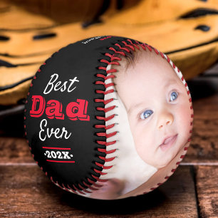 Balle De Baseball Black Best Papa Jamais Audacieux Rouge Typographie