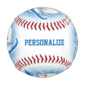 Balle De Baseball Bleu | Baseball Retro Blanc avec photo (Dos)