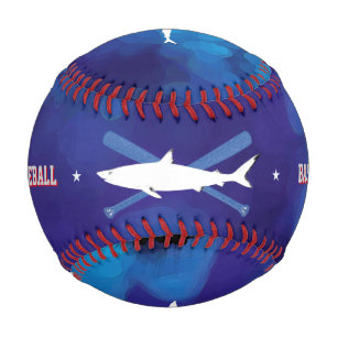Balle De Baseball bleu de requin sauvage personnalisé