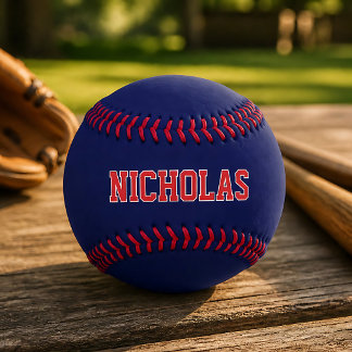Balle De Baseball Bleu marine Nom ou Texte personnalisé 