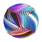 Balle De Baseball Bleu Turquoise rose Jaune Blanc Vave Abstraction (Devant)