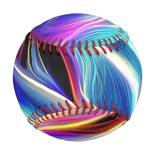 Balle De Baseball Bleu Turquoise rose Jaune Blanc Vave Abstraction (Devant)