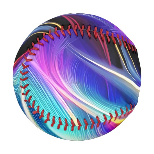 Balle De Baseball Bleu Turquoise rose Jaune Blanc Vave Abstraction (Devant Gauche)
