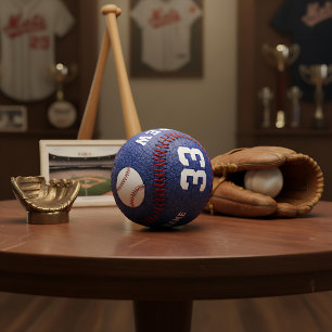 Balle De Baseball Blue Leather Print Player Nom d'équipe Numéro d'éq