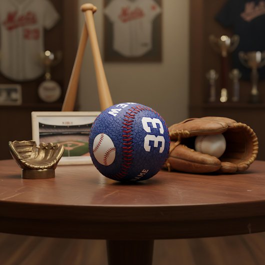 Balle De Baseball Blue Leather Print Player Nom d'équipe Numéro d'éq