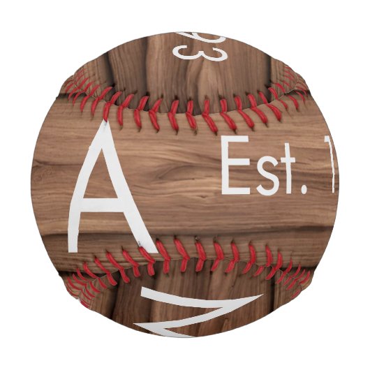 Balle De Baseball boho rustique Brown ajouter nom lettre année date (Devant)