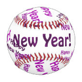 Balle De Baseball bonne année violette joyeuse (Devant)