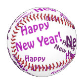 Balle De Baseball bonne année violette joyeuse (Devant Gauche)