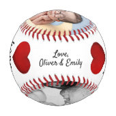 Balle De Baseball Bonne Fête des pères Red Heart 4 Photo Collage (Dos)