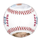 Balle De Baseball Bonne première Fête des pères papa 2 photo blanc (Dos)