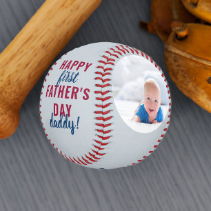 Balle De Baseball Bonne première Fête des pères papa 2 Photo Grey
