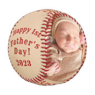 Balle De Baseball Bonne première Fête des pères personnalisée 2 Phot